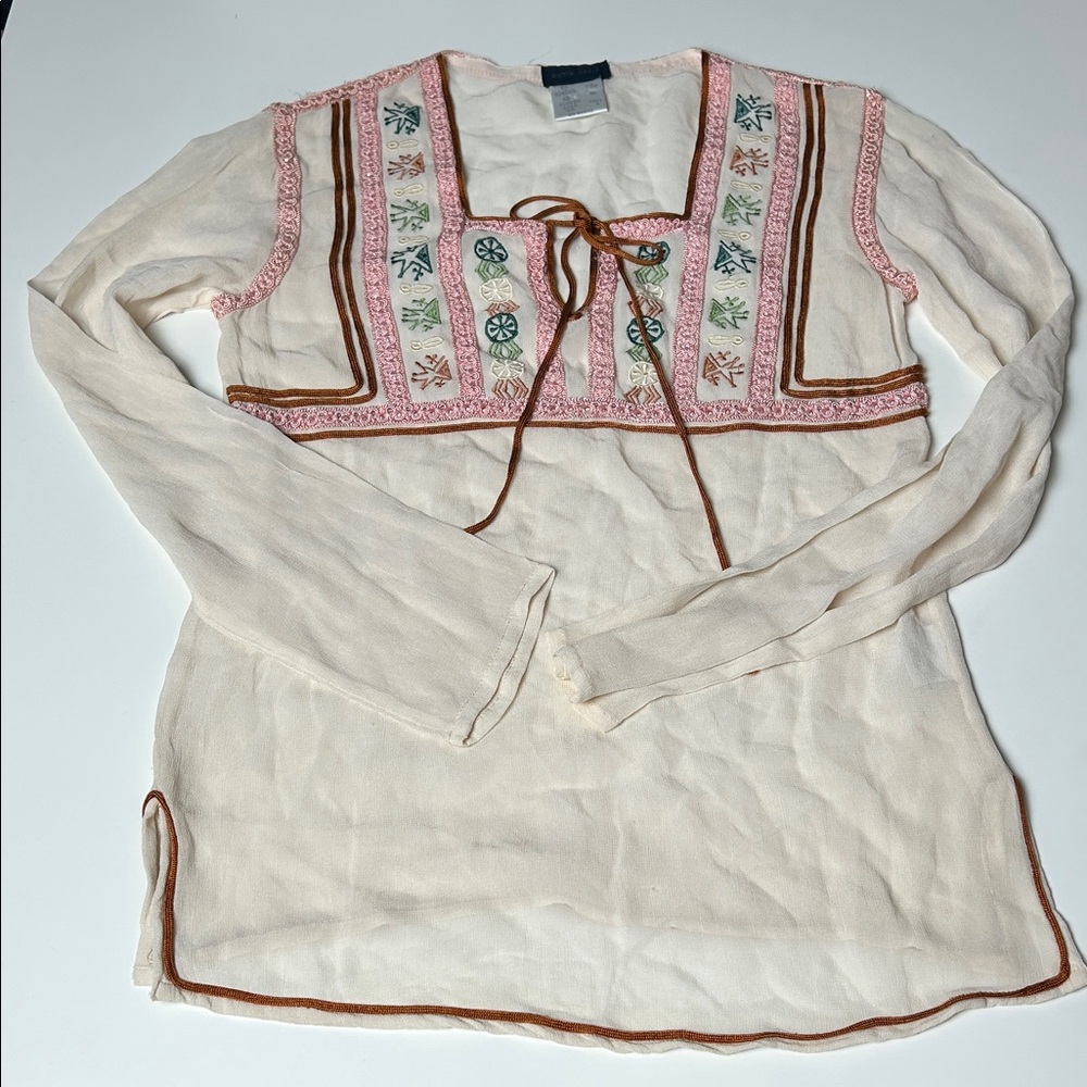 Vintage Antik Batik sheer embroidered blouse 6/8